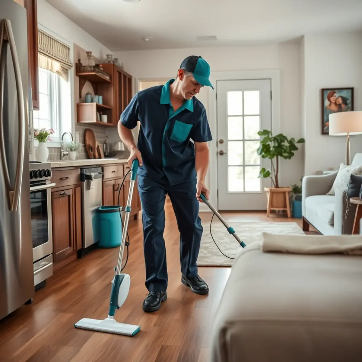 Professional cleaner working inside a Plainsboro, New Jersey home