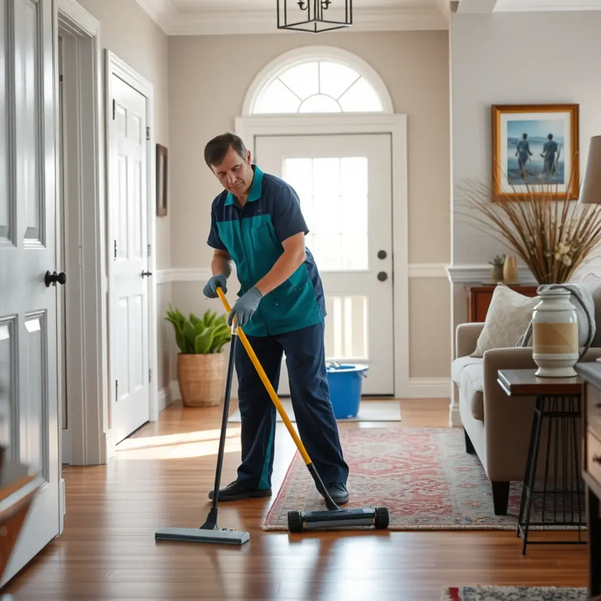 Professional cleaner working inside a Plumsted, New Jersey home