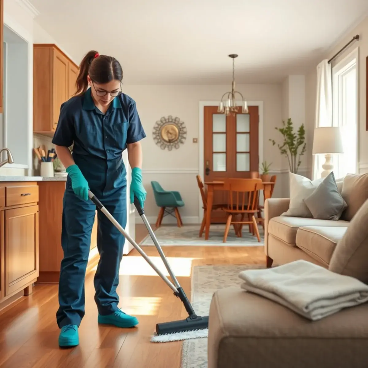 Professional cleaner working inside a Port Reading, New Jersey home