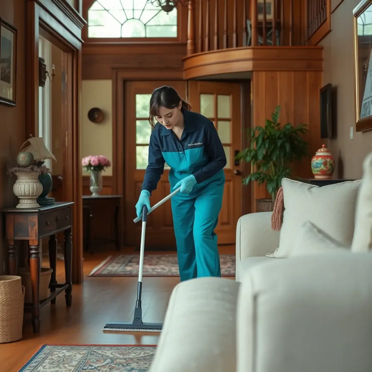 Professional cleaner working inside a Quakertown, New Jersey home