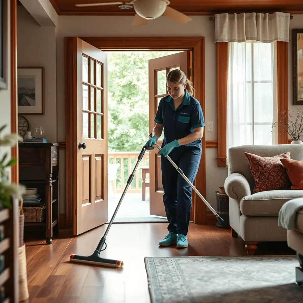 Professional cleaner working inside a Quinton, New Jersey home