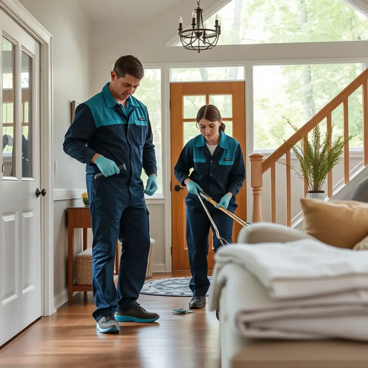 Professional cleaner working inside a Randolph, New Jersey home