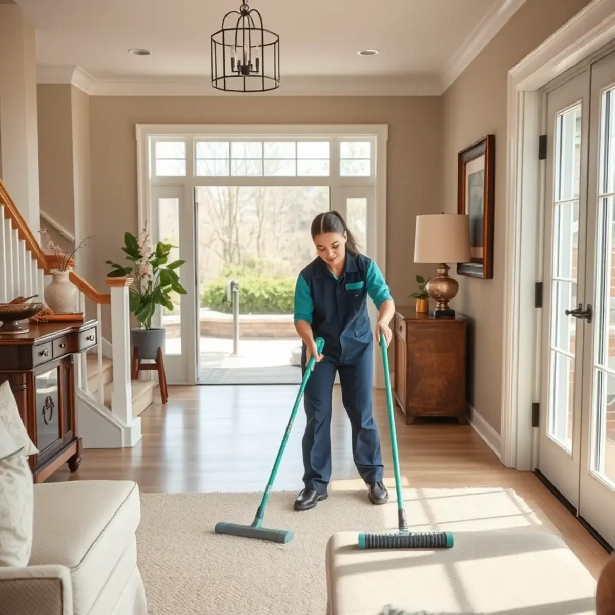 Professional cleaner working inside a Rocky Hill, New Jersey home