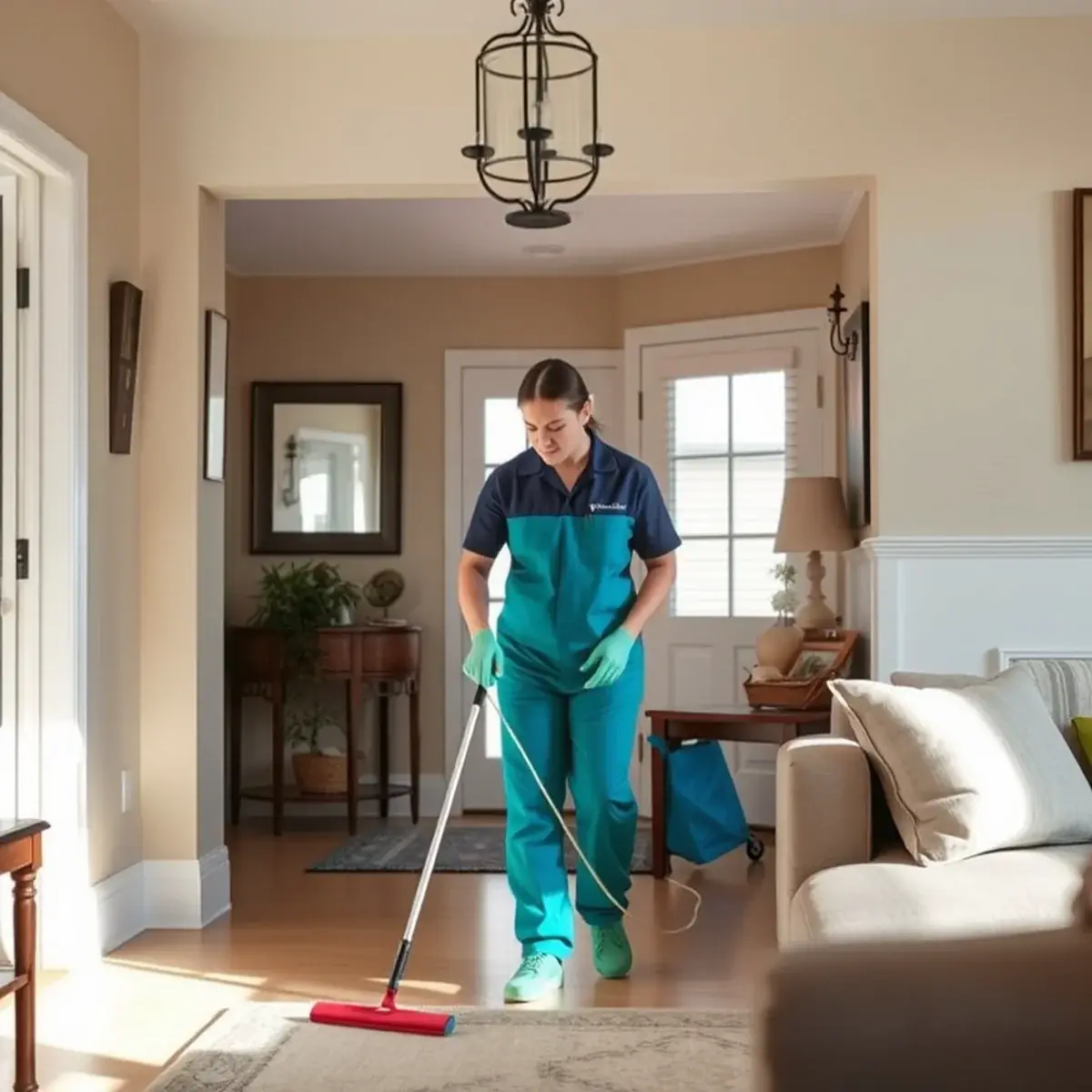 Professional cleaner working inside a Roosevelt, New Jersey home
