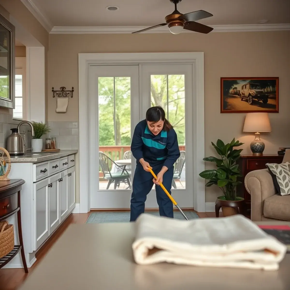 Professional cleaner working inside a Roselle Park, New Jersey home