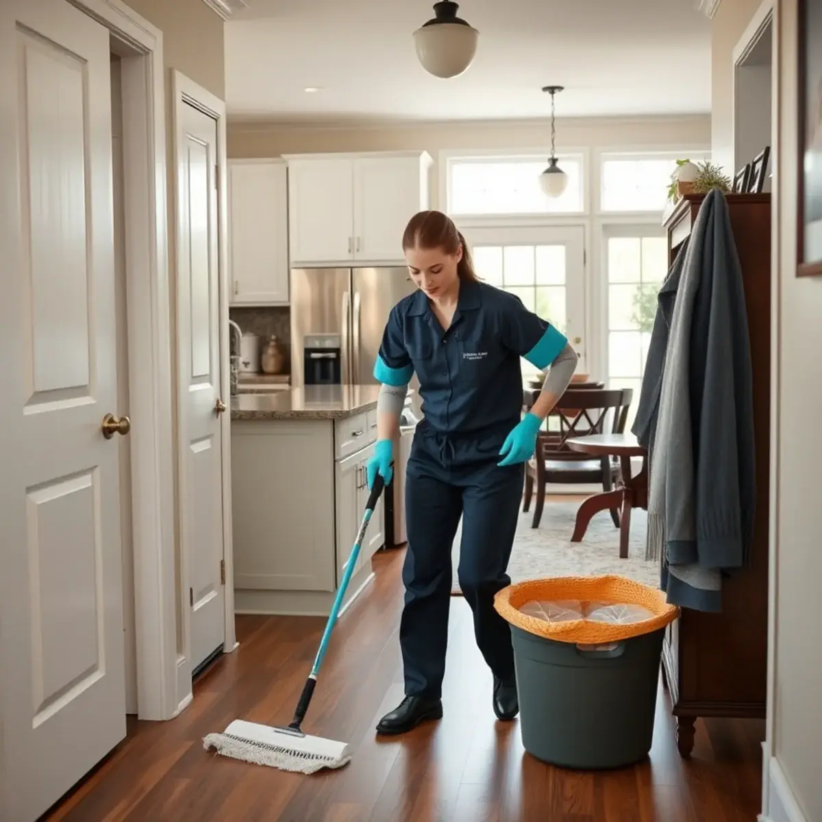 Professional cleaner working inside a Rosenhayn, New Jersey home