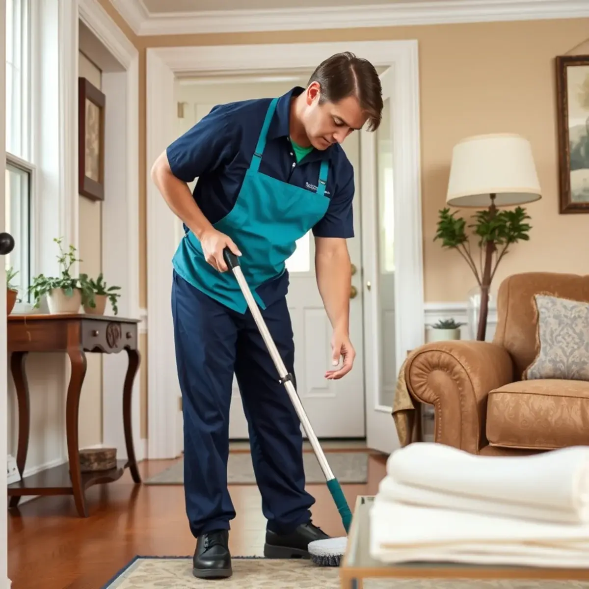 Professional cleaner working inside a Runnemede, New Jersey home