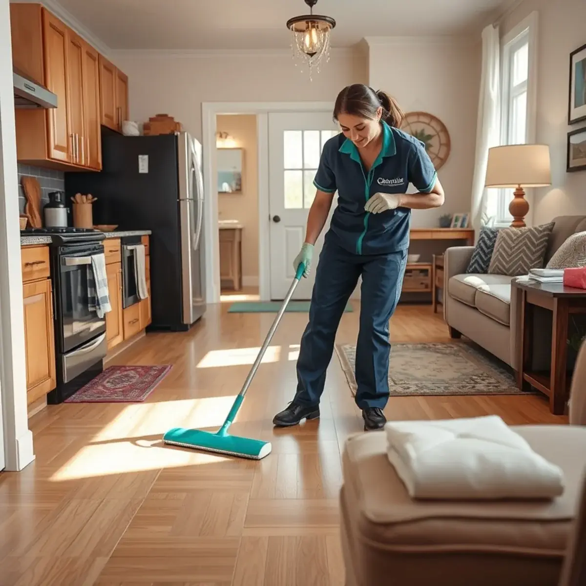 Professional cleaner working inside a Sayreville, New Jersey home