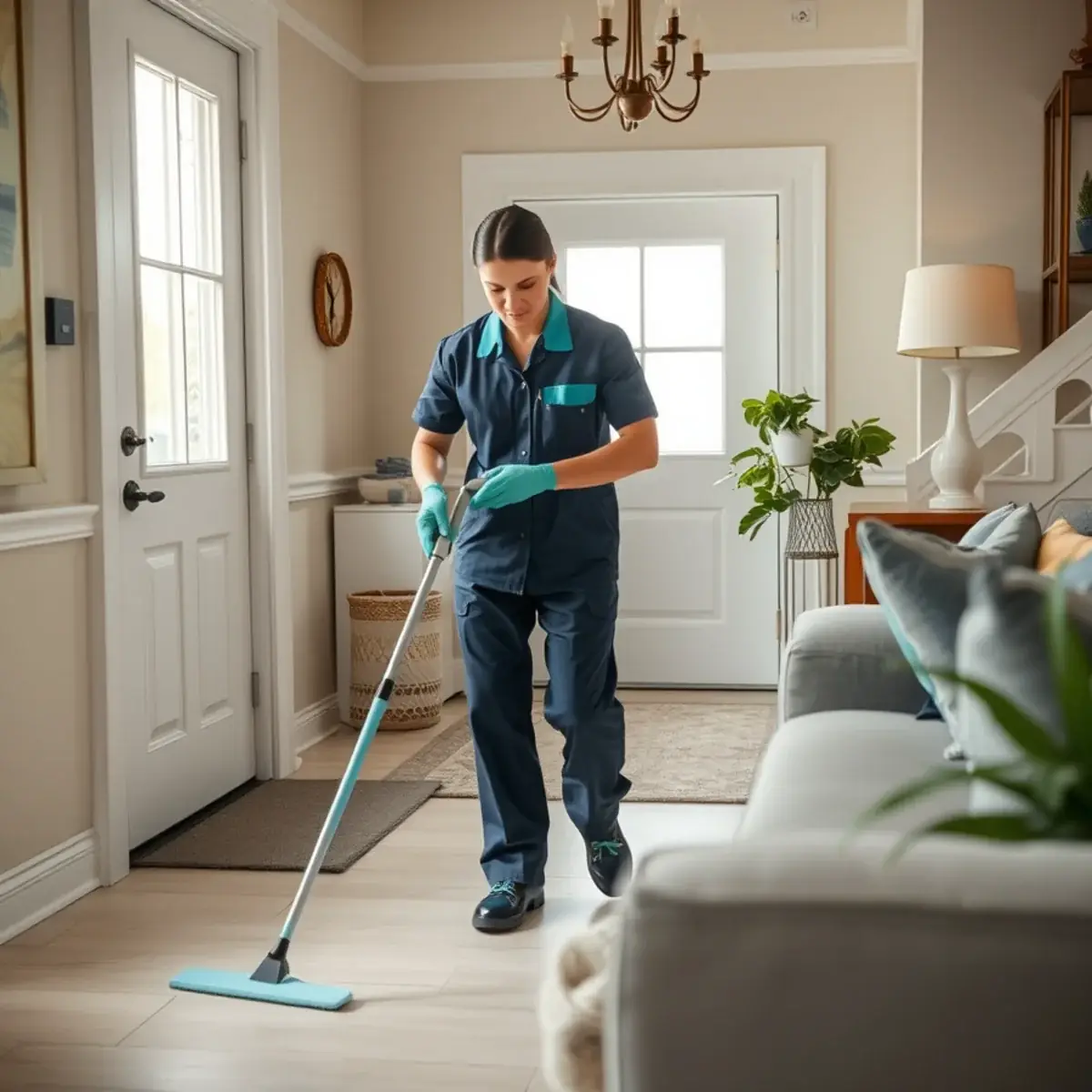 Professional cleaner working inside a Sea Bright, New Jersey home