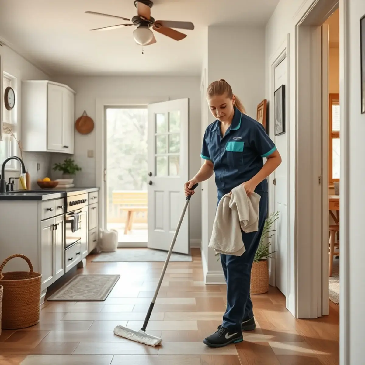 Professional cleaner working inside a Seabrook, New Jersey home