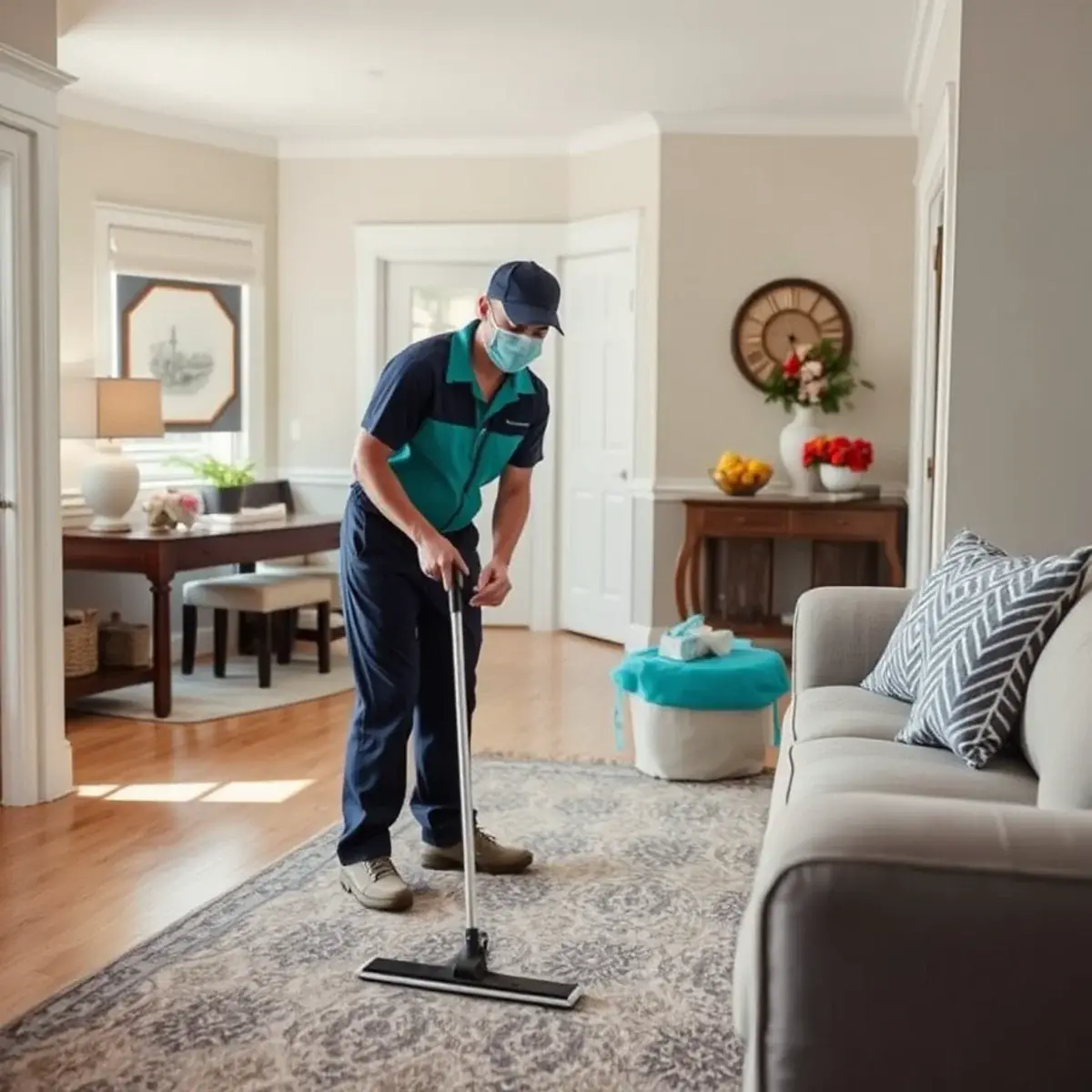 Professional cleaner working inside a Seaside Park, New Jersey home