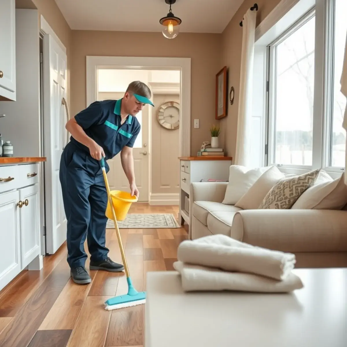 Professional cleaner working inside a Shiloh, New Jersey home