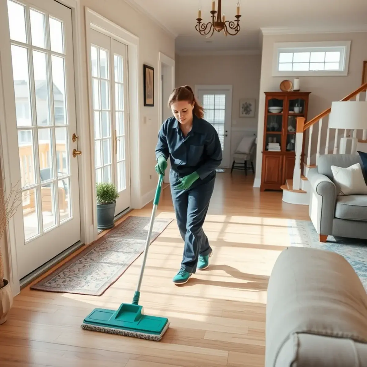 Professional cleaner working inside a Ship Bottom, New Jersey home