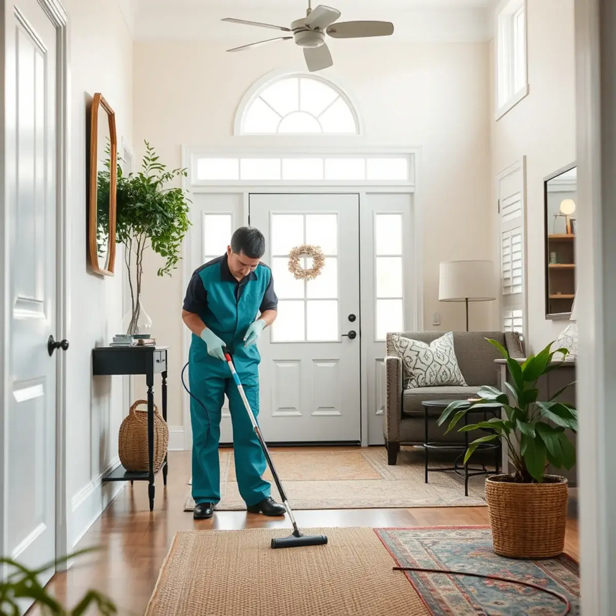 Professional cleaner working inside a Shrewsbury, New Jersey home