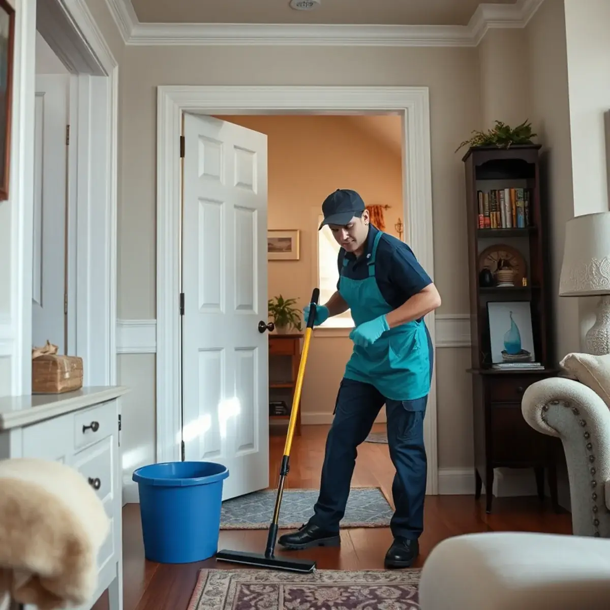 Professional cleaner working inside a Somerdale, New Jersey home