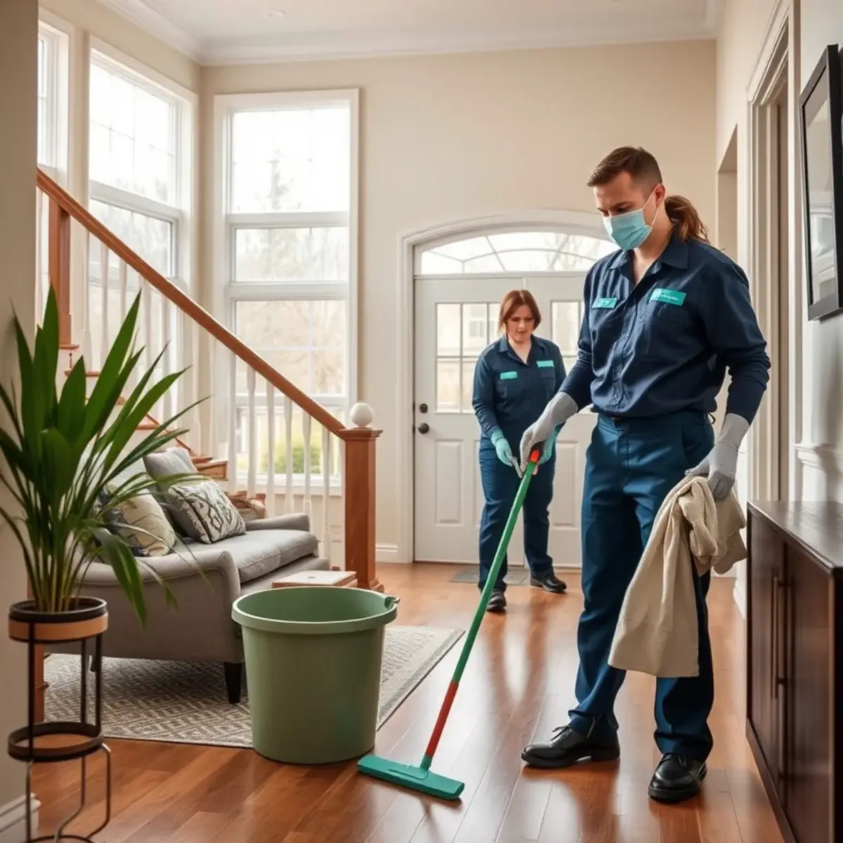 Professional cleaner working inside a Somerville, New Jersey home