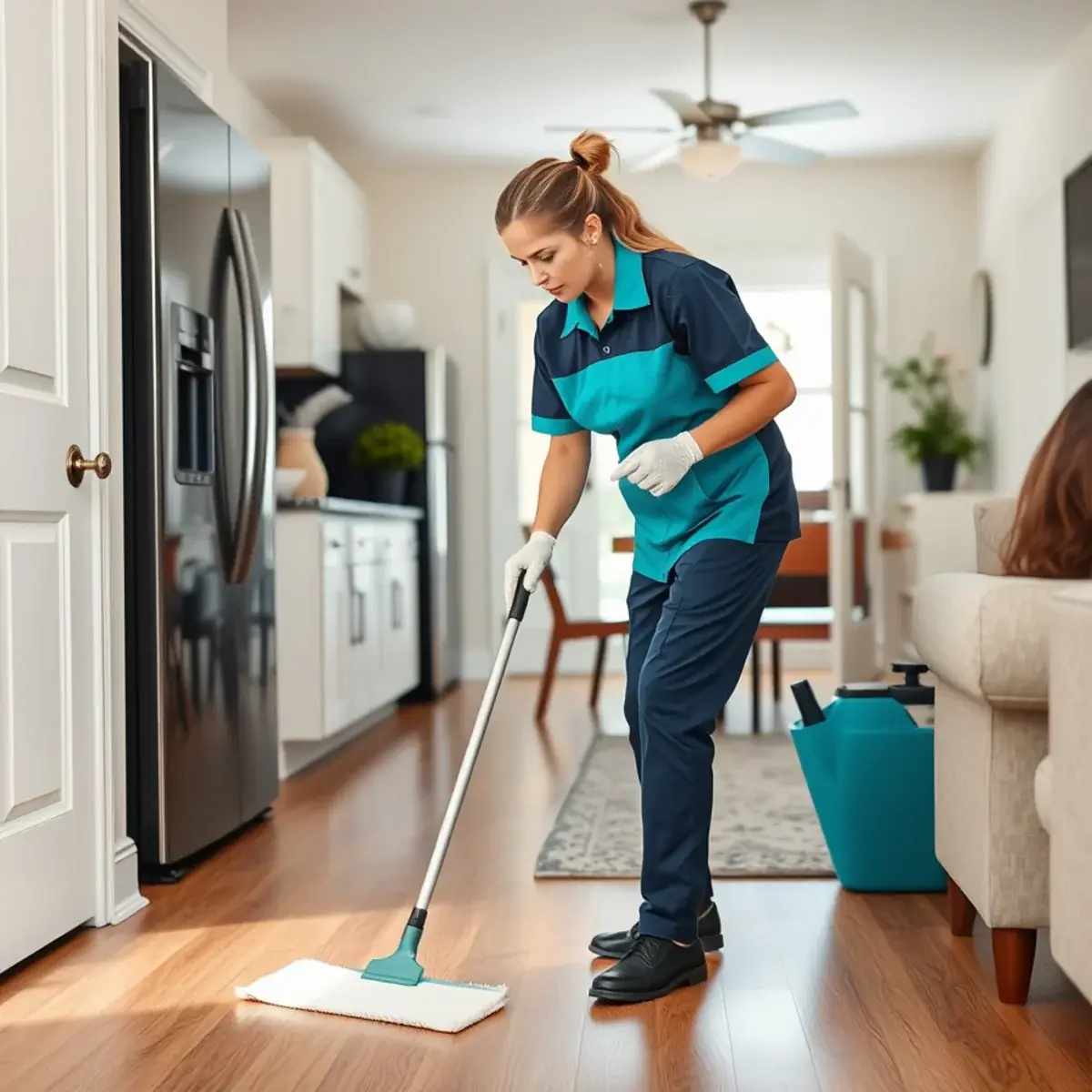 Professional cleaner working inside a South Brunswick, New Jersey home