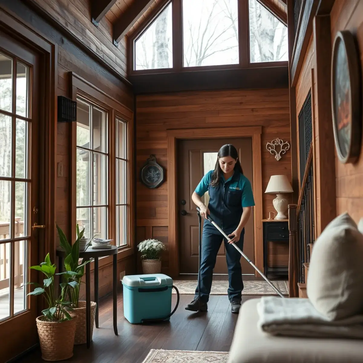 Professional cleaner working inside a Sparta, New Jersey home