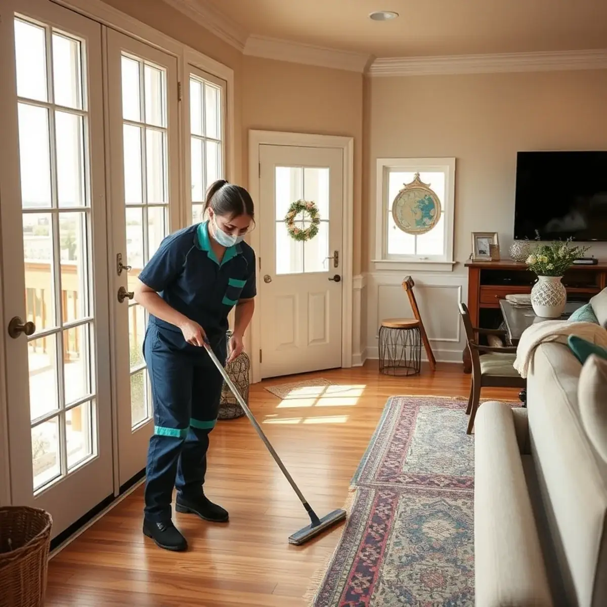 Professional cleaner working inside a Stafford, New Jersey home
