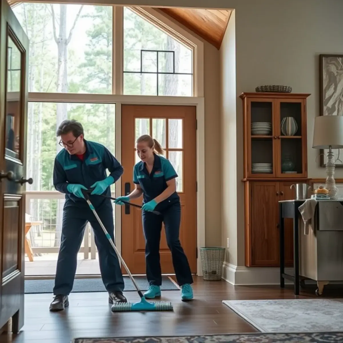 Professional cleaner working inside a Stillwater, New Jersey home