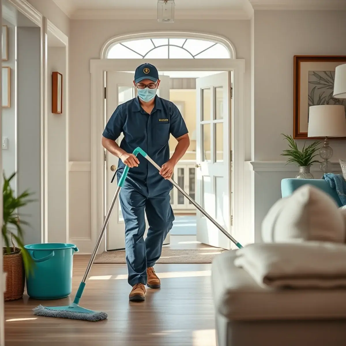 Professional cleaner working inside a Stone Harbor, New Jersey home