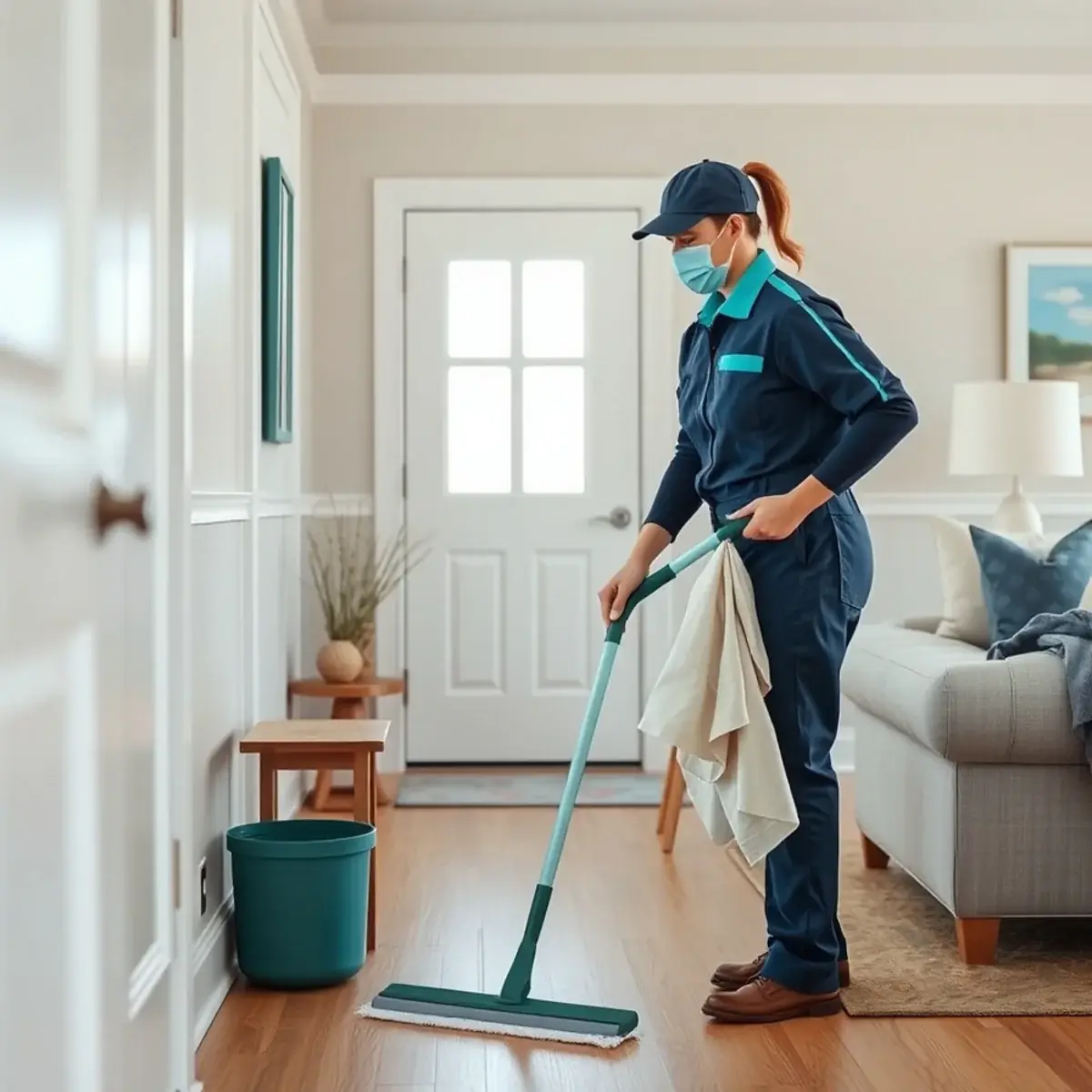 Professional cleaner working inside a Strathmere, New Jersey home
