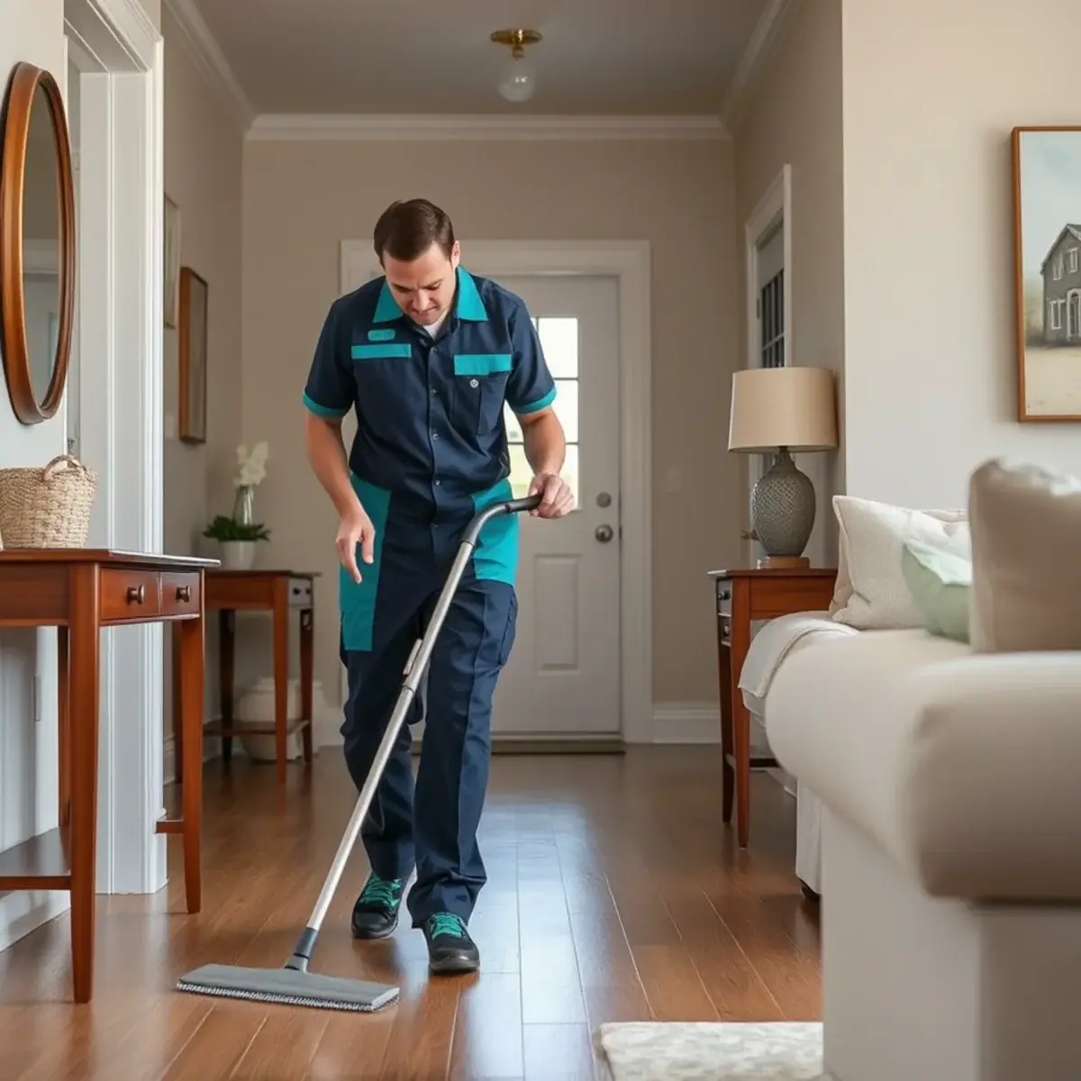 Professional cleaner working inside a Surf City, New Jersey home