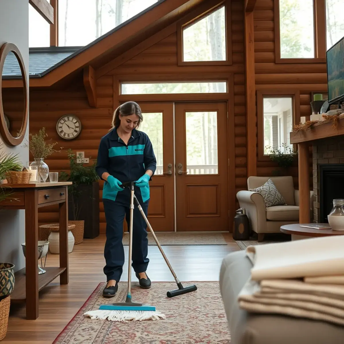 Professional cleaner working inside a Swartswood, New Jersey home