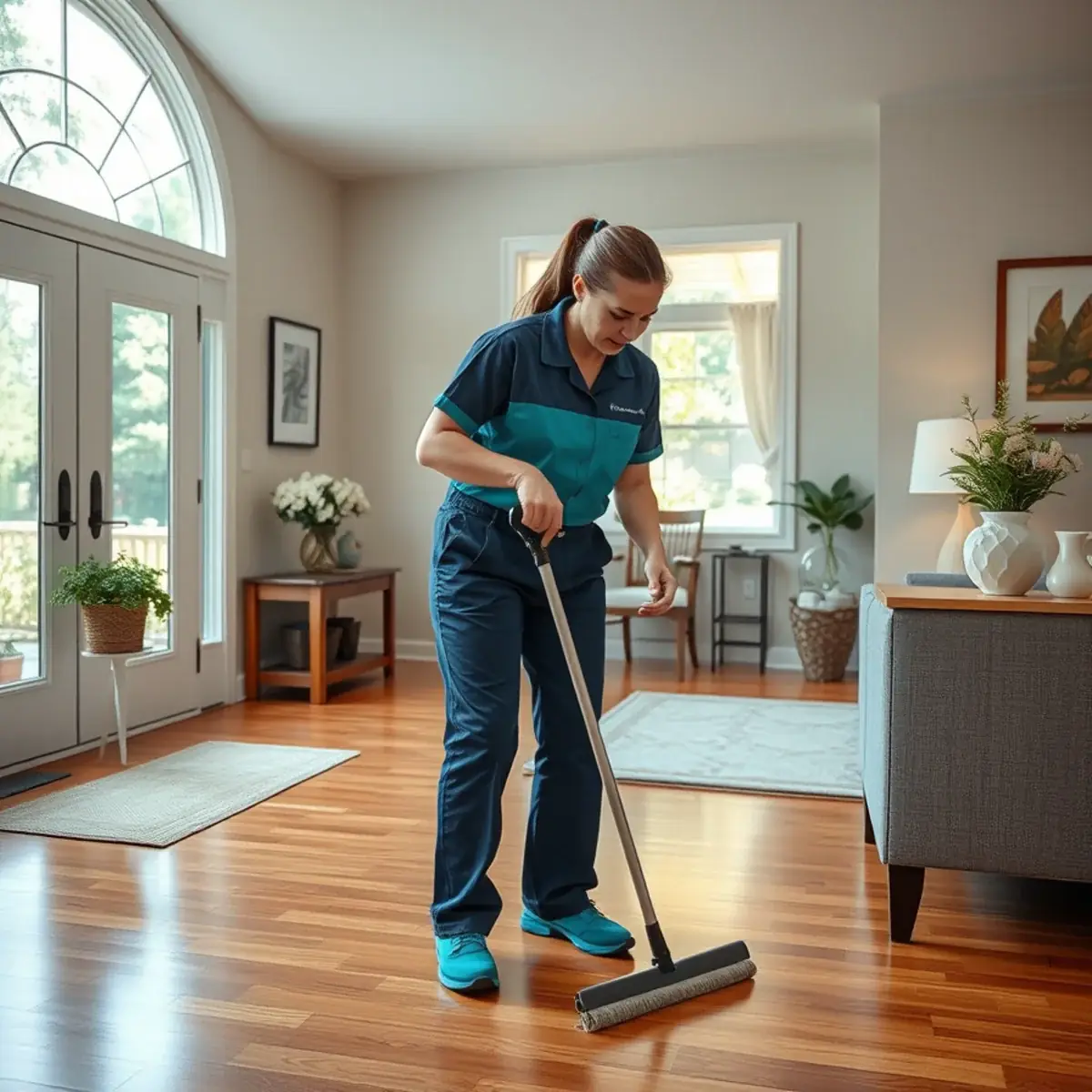 Professional cleaner working inside a Teterboro, New Jersey home