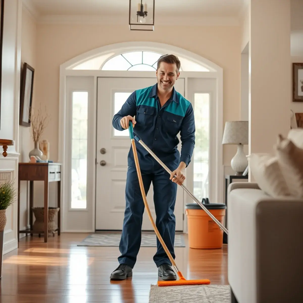 Professional cleaner working inside a Tinton Falls, New Jersey home