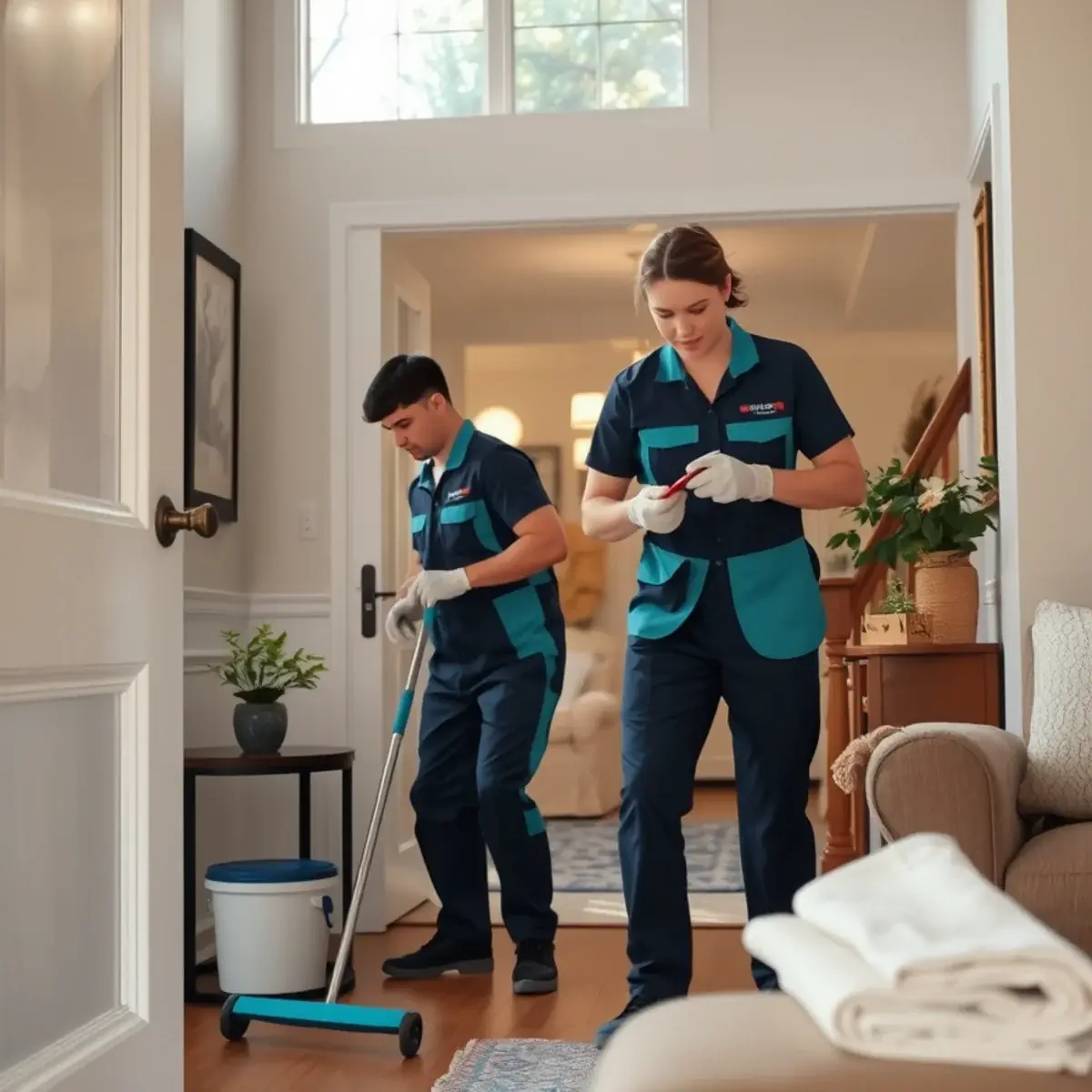 Professional cleaner working inside a Totowa, New Jersey home