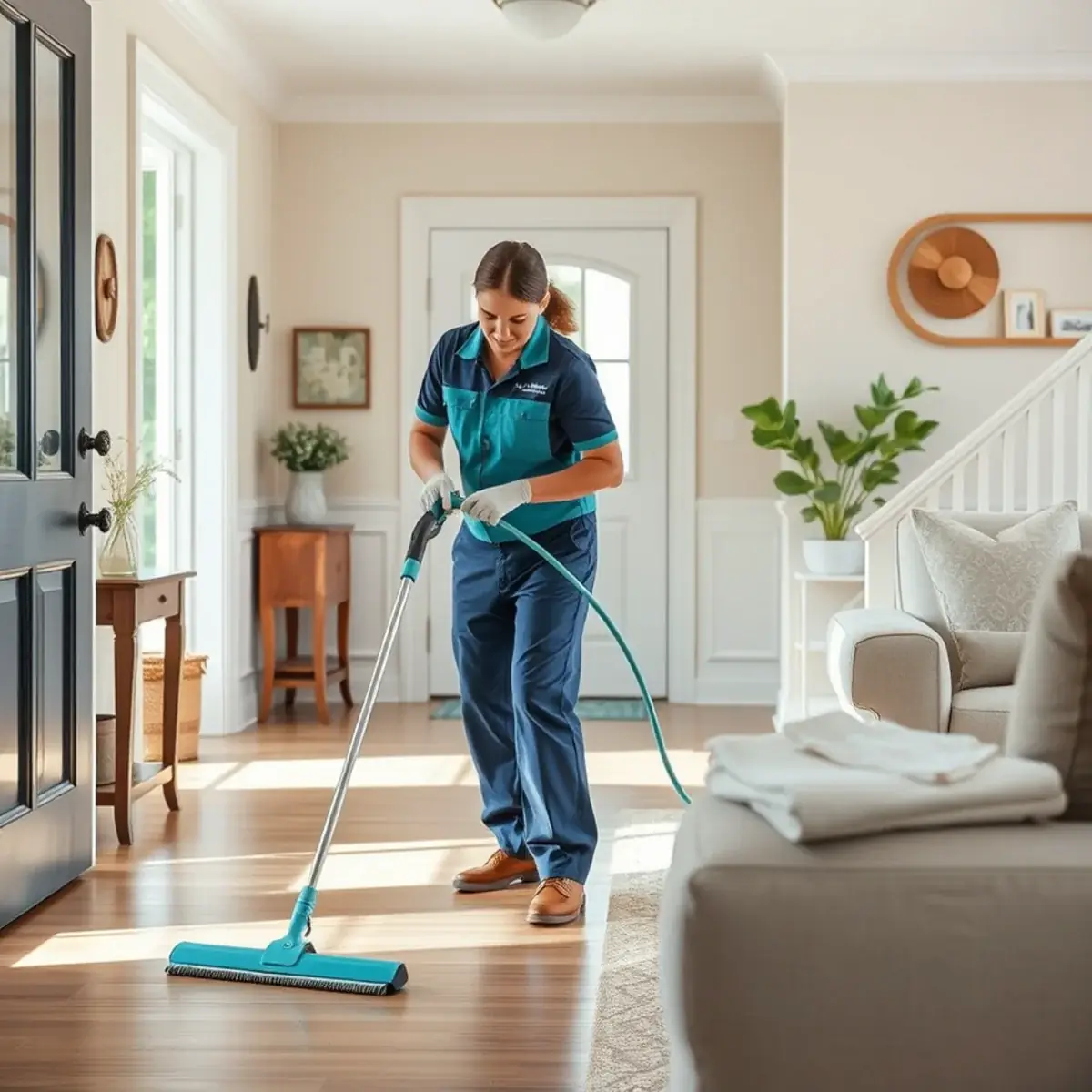 Professional cleaner working inside a Tuckerton, New Jersey home