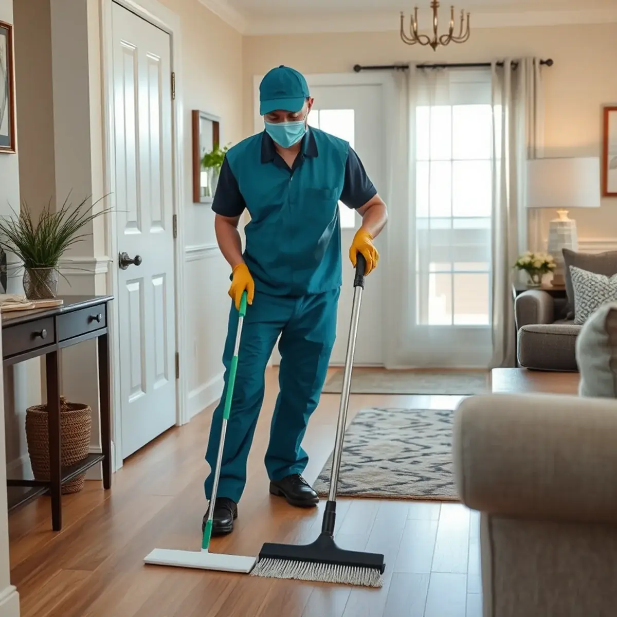 Professional cleaner working inside a Ventnor City, New Jersey home