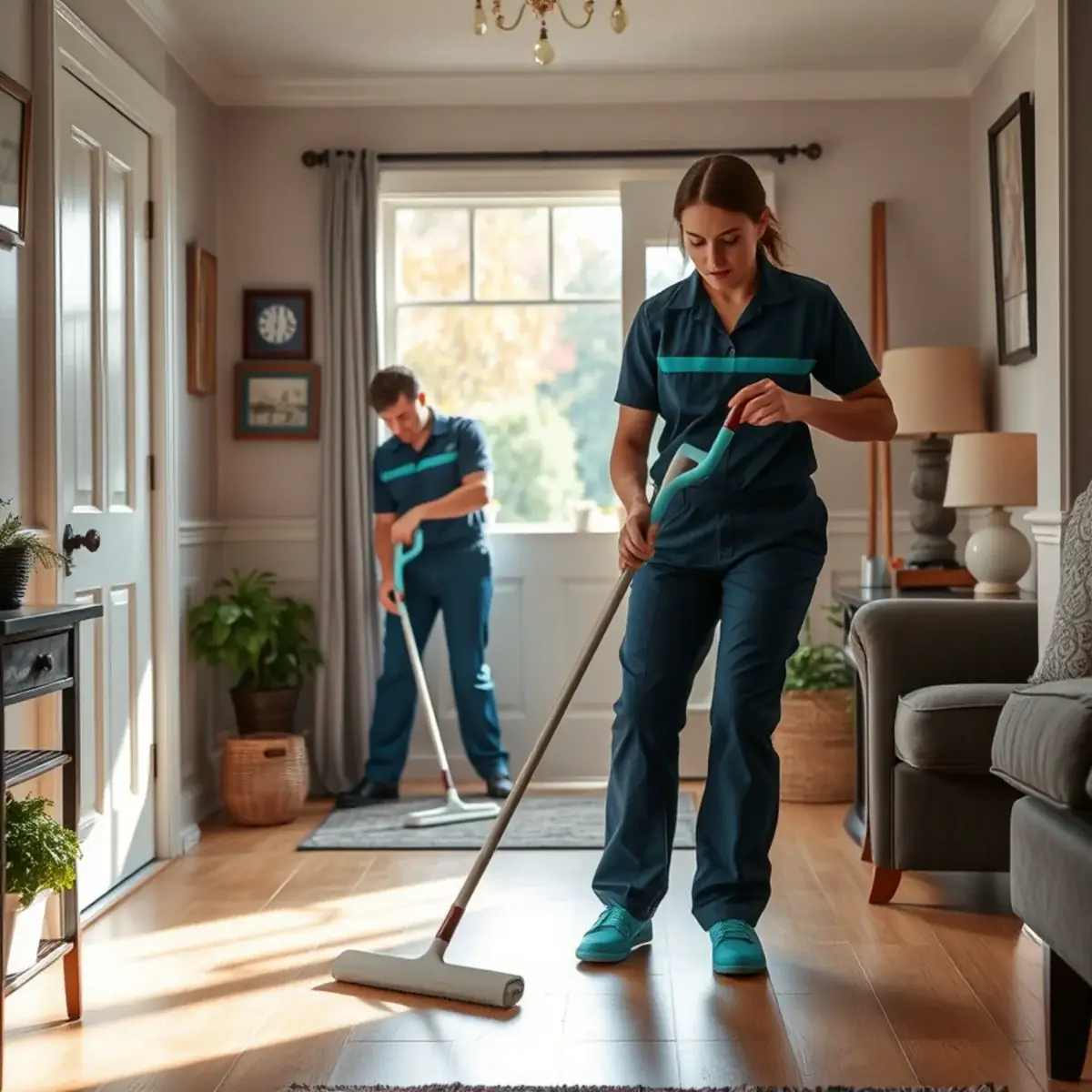 Professional cleaner working inside a Vienna, New Jersey home