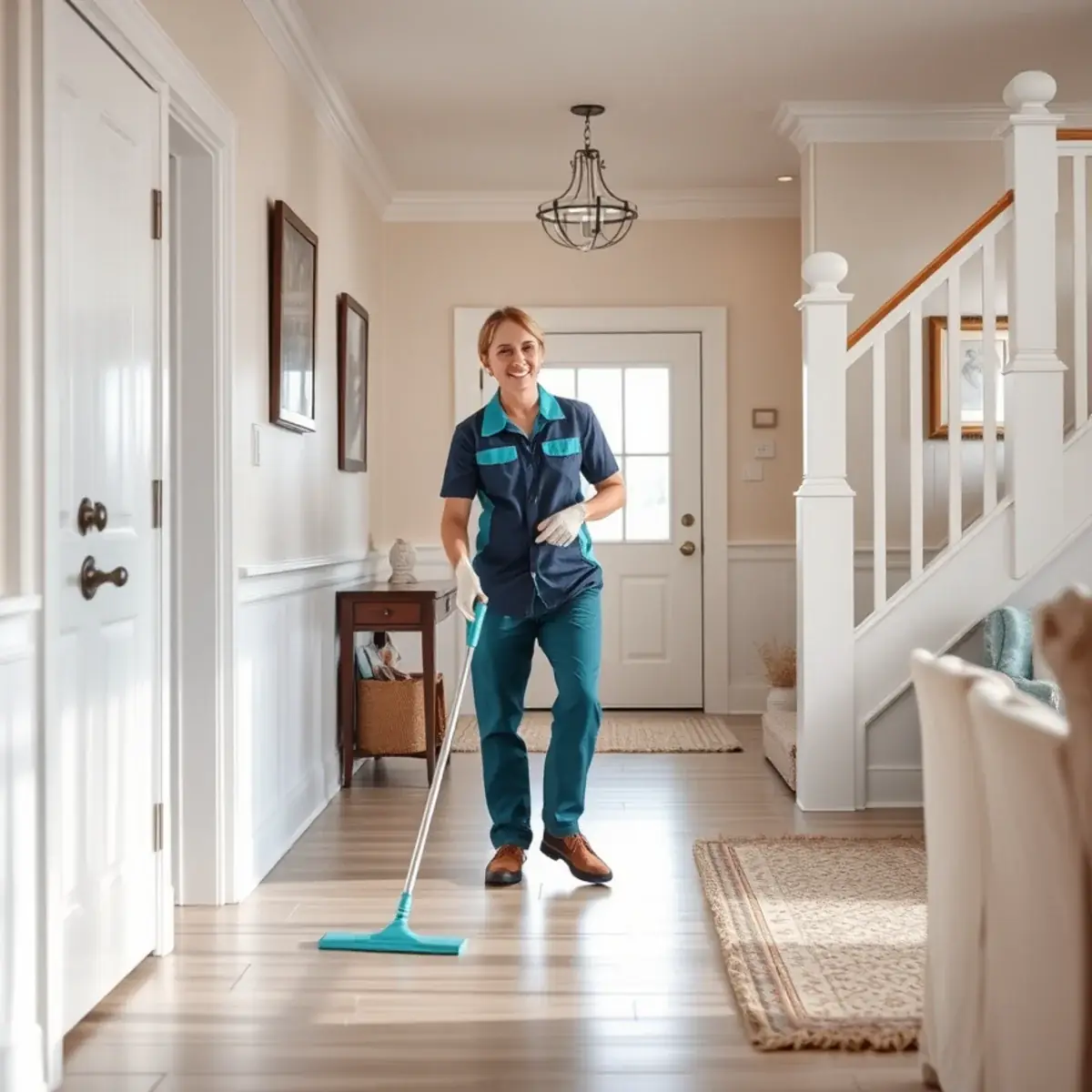 Professional cleaner working inside a Villas, New Jersey home