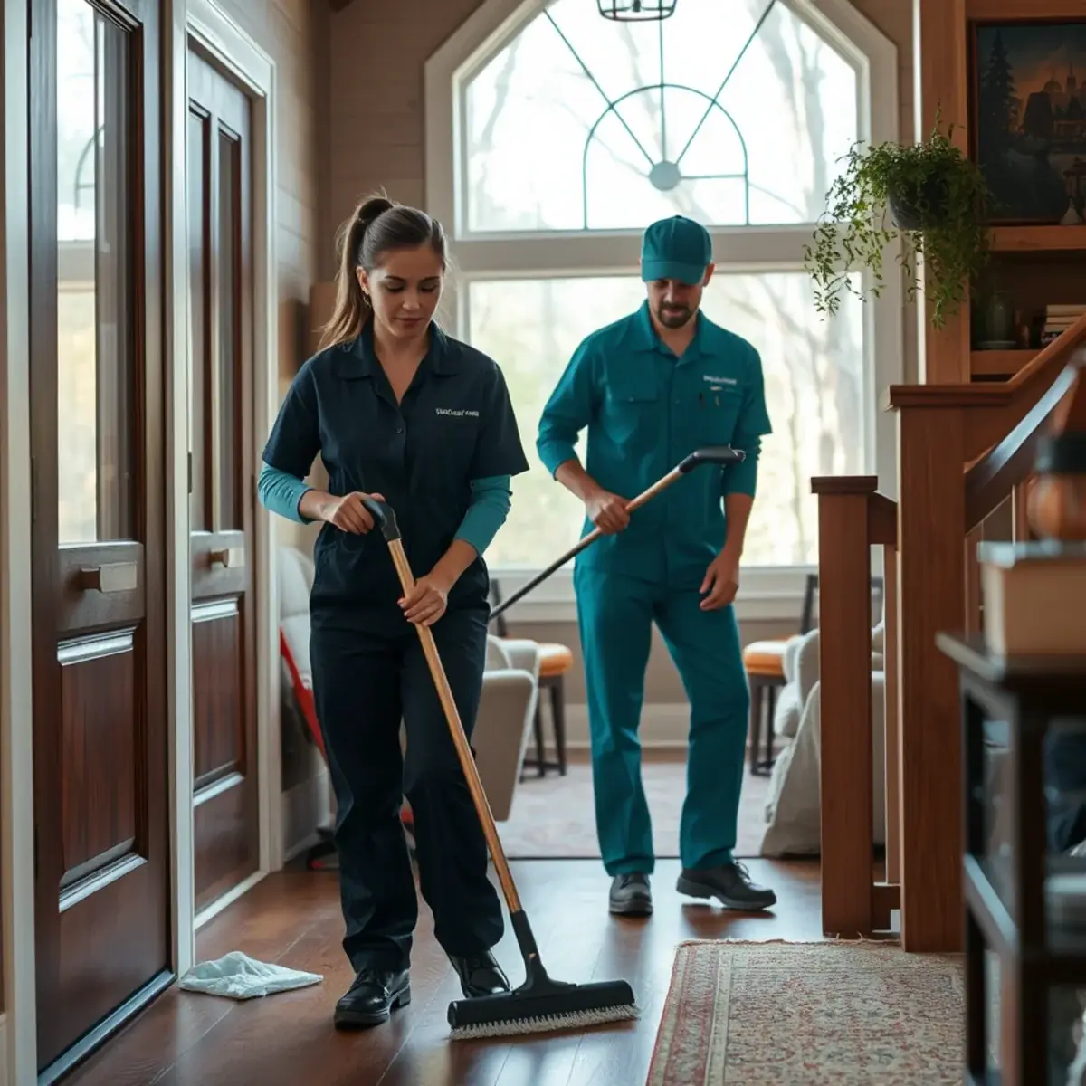 Professional cleaner working inside a Walpack, New Jersey home