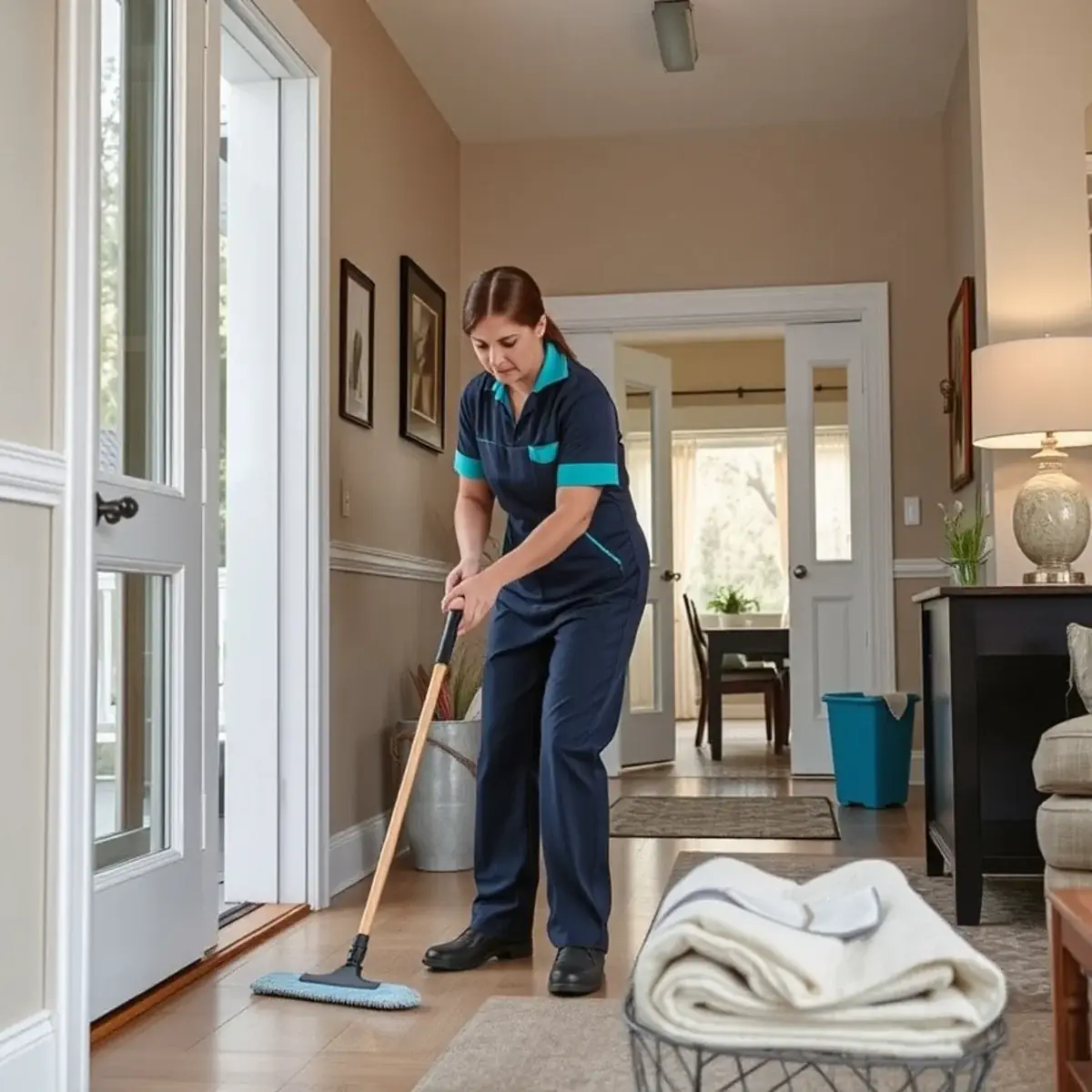 Professional cleaner working inside a West Milford, New Jersey home