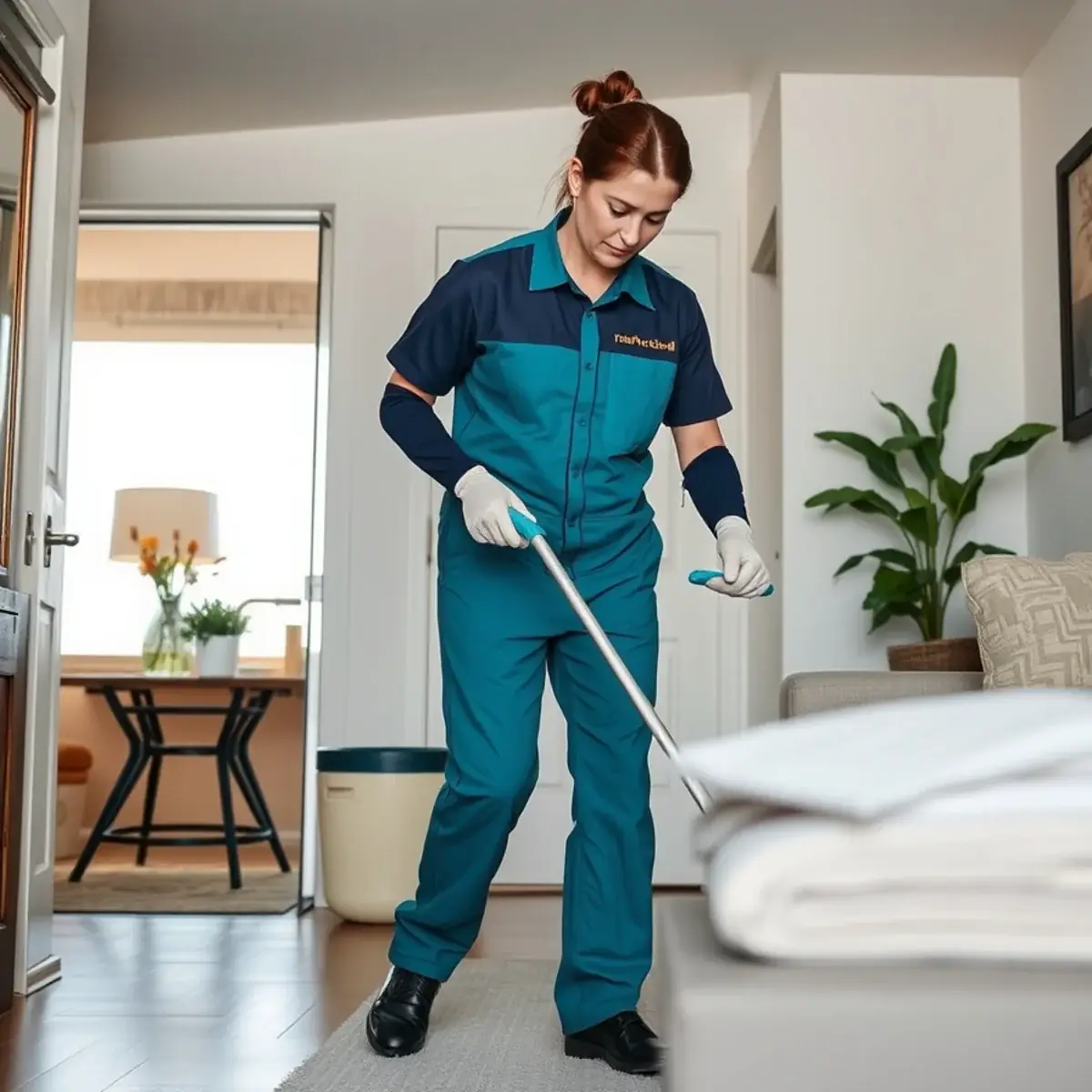 Professional cleaner working inside a West New York, New Jersey home