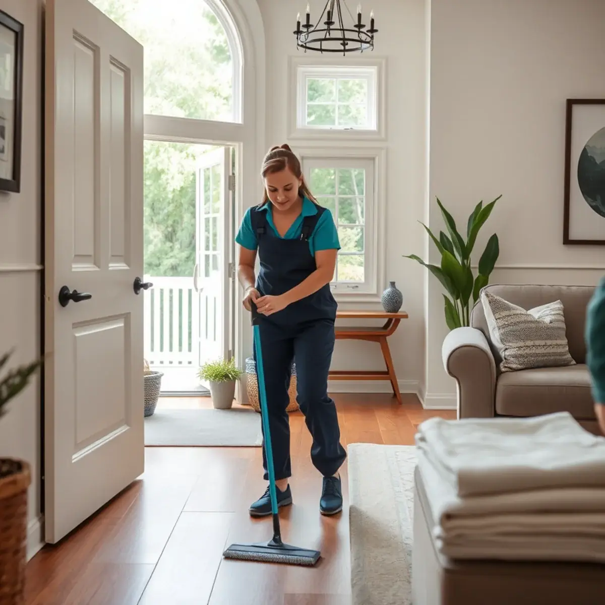Professional cleaner working inside a West Windsor, New Jersey home