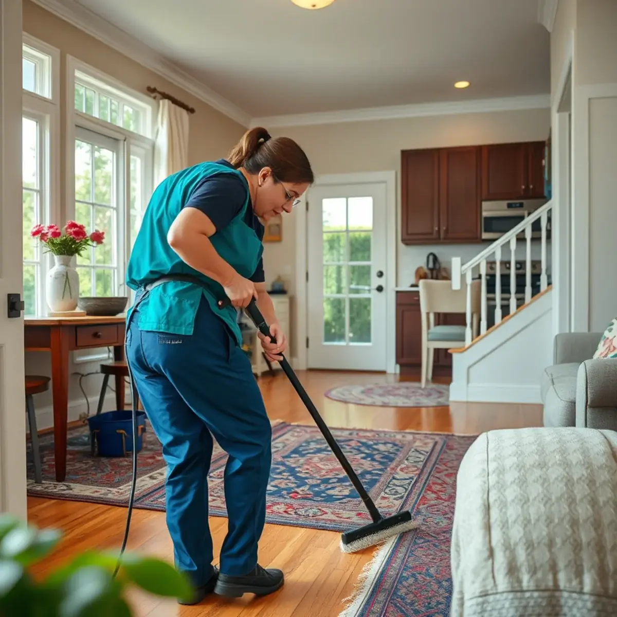 Professional cleaner working inside a Westville, New Jersey home