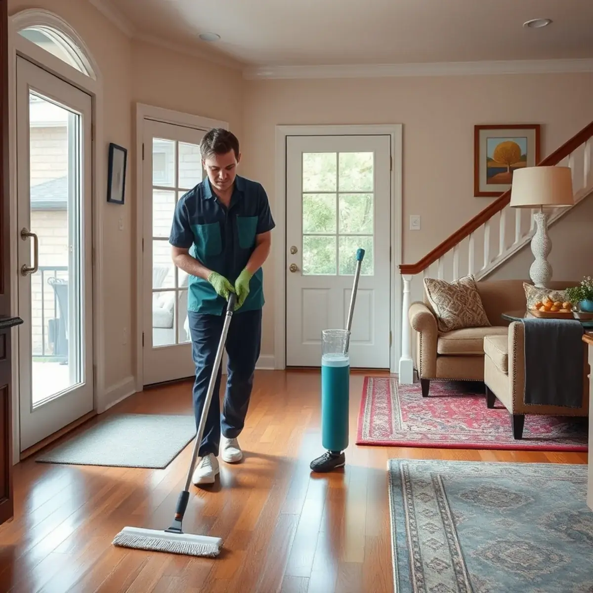Professional cleaner working inside a Westwood, New Jersey home