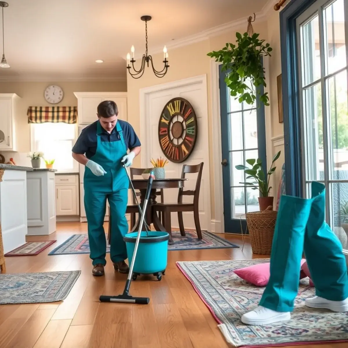 Professional cleaner working inside a Williamstown, New Jersey home