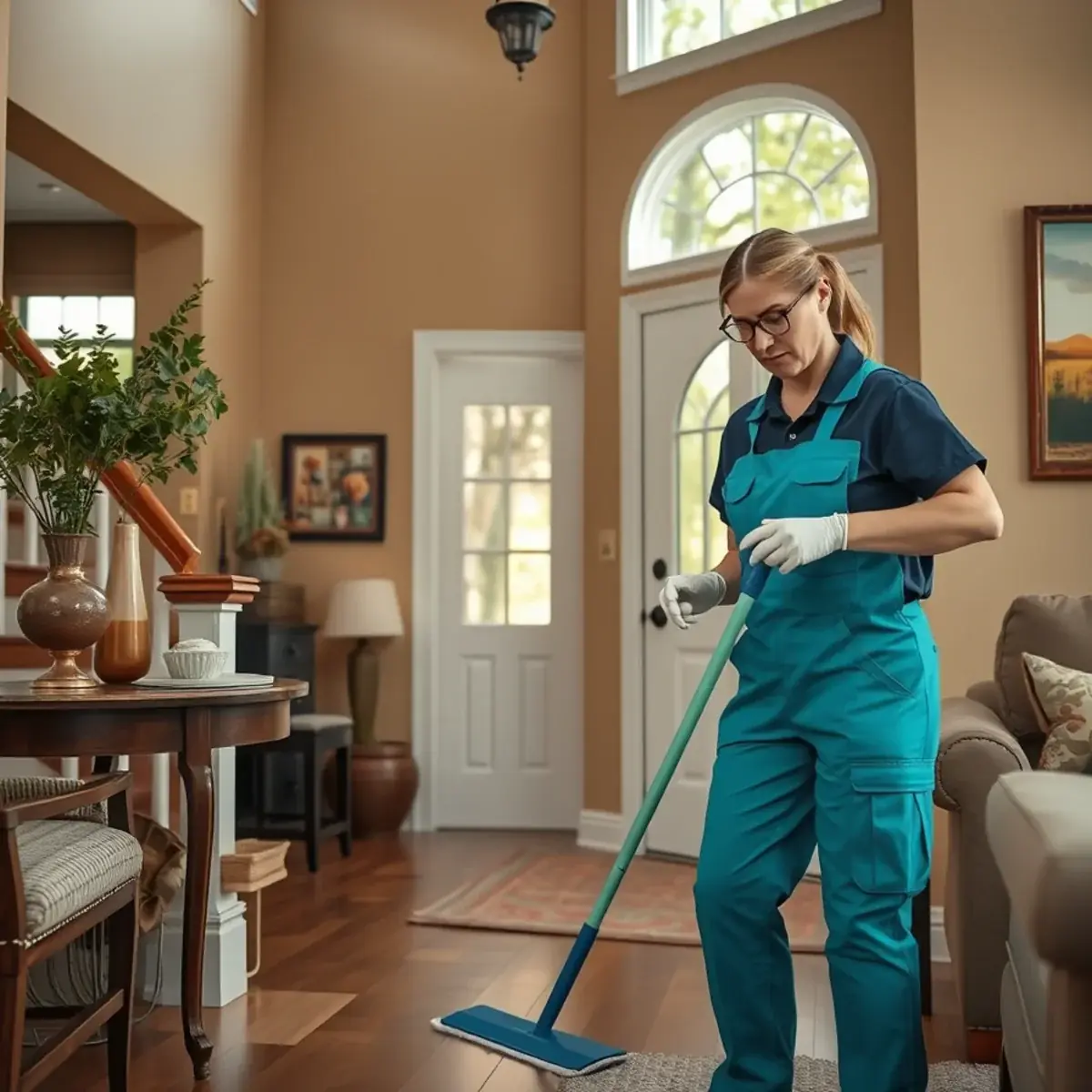 Professional cleaner working inside a Woodland, New Jersey home