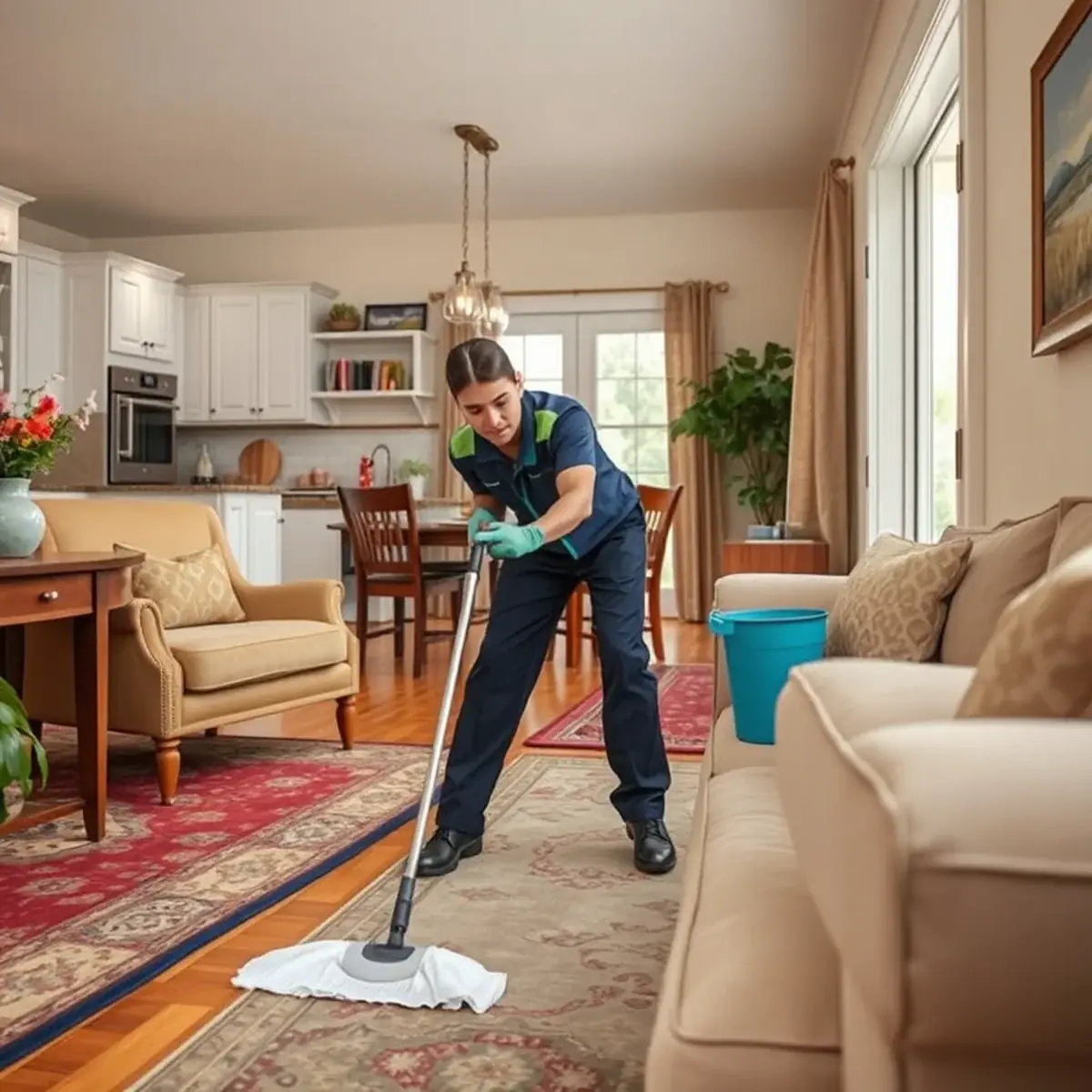 Professional cleaner working inside a Woolwich, New Jersey home