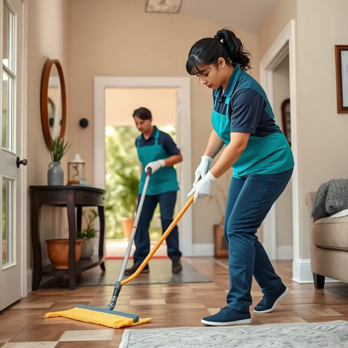 Professional cleaner working inside a Yardville, New Jersey home